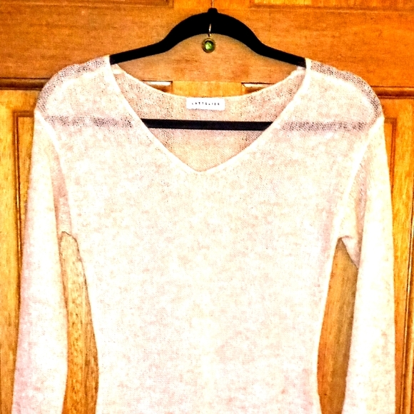 Lattelier Cream Cashmere Sheer Sweater - Picture 1 of 3